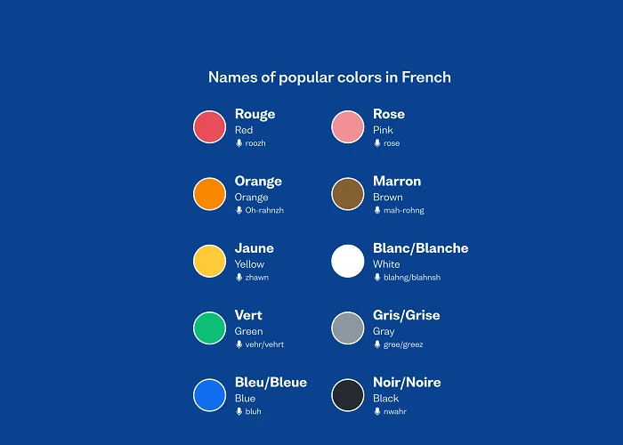 آموزش رنگ ها به فرانسوی 5 کاربرد رنگها در زبان فرانسوی برای توصیف اشیا